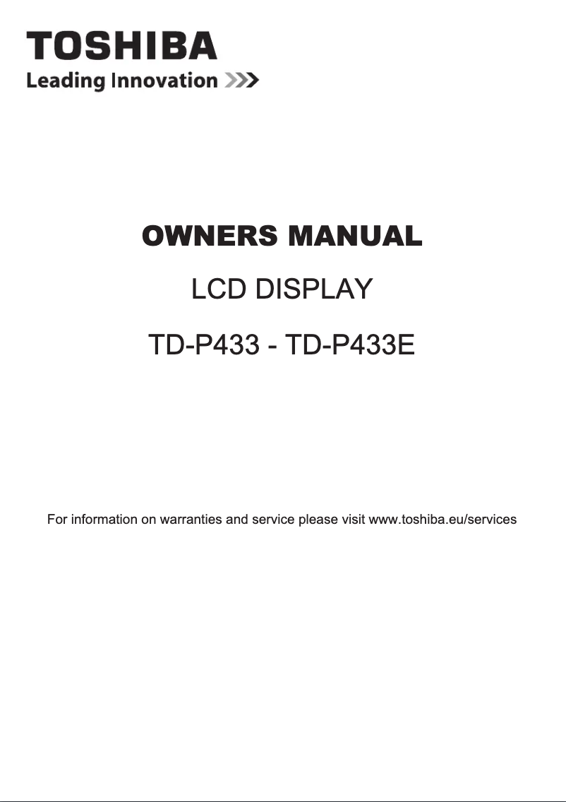 Page 1 de la notice Manuel utilisateur Toshiba TD-P433E