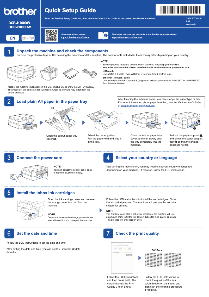 Page n°1 - Manuel utilisateur Brother DCP-J1700DW