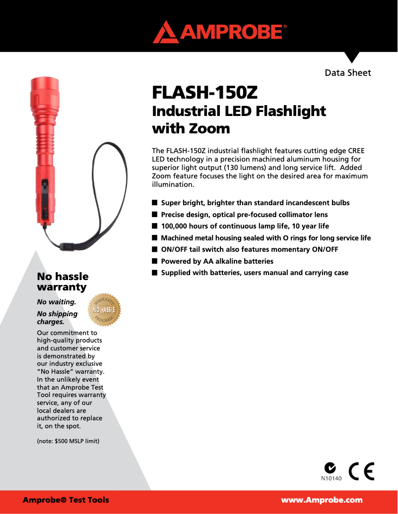 Page 1 de la notice Fiche technique Amprobe FLASH-150Z