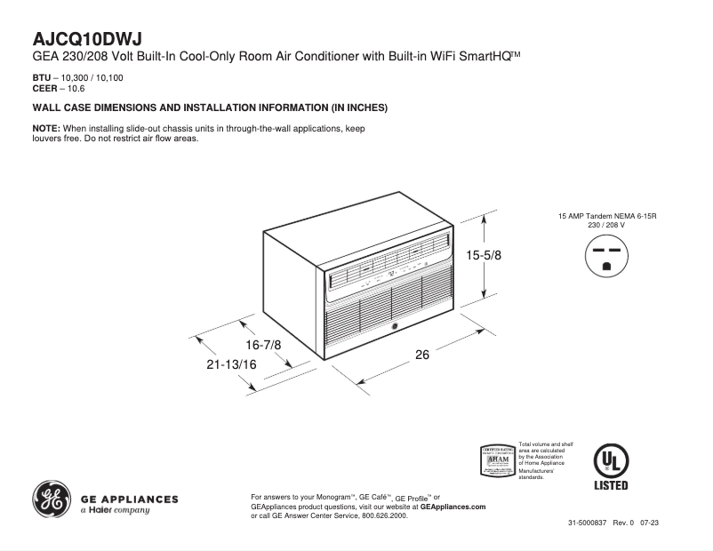 Image de la première page du manuel de l'appareil AJCQ10DWJ