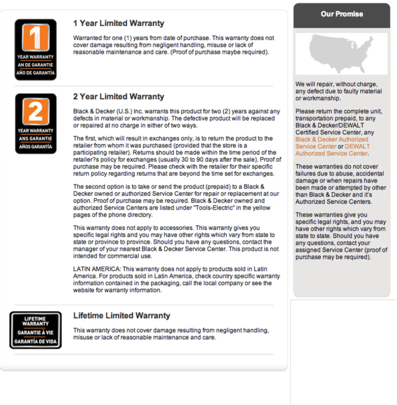 Page n°1 - Informations de garantie Black & Decker LCS1020