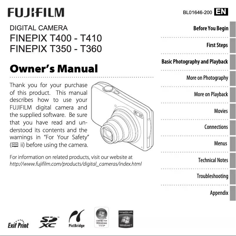 Page n°1 - Manuel utilisateur Fujifilm FinePix T360