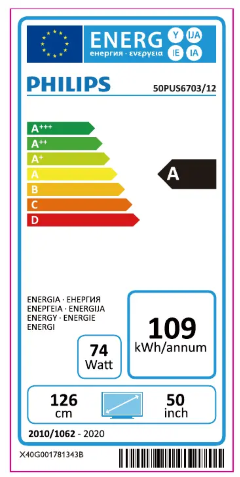 Página 1 del manual Etiqueta energética Philips 50PUS6703