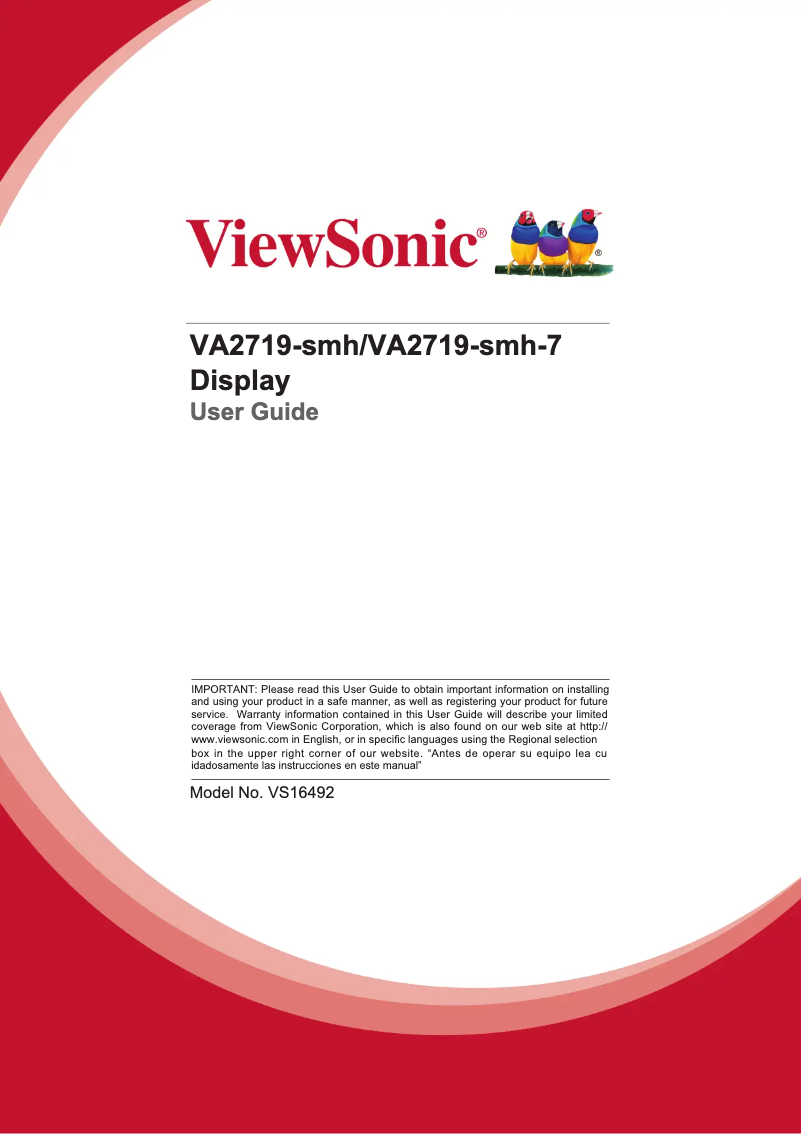 Page 1 de la notice Manuel utilisateur Viewsonic VA2719-SMH