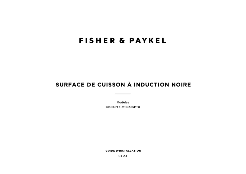 Page 1 de la notice Guide d'installation Fisher & Paykel CI304PTX4