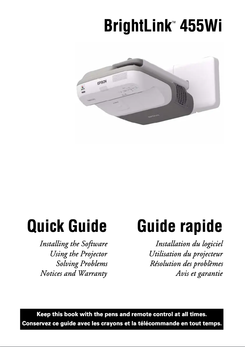 Image de la première page du manuel de l'appareil BrightLink 455Wi