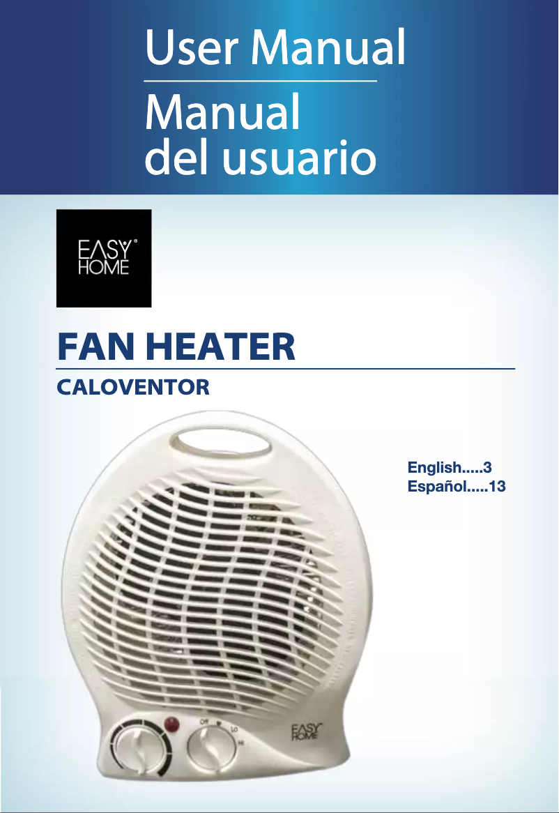Page 1 de la notice Manuel utilisateur Easy Home Fan Heater 1764