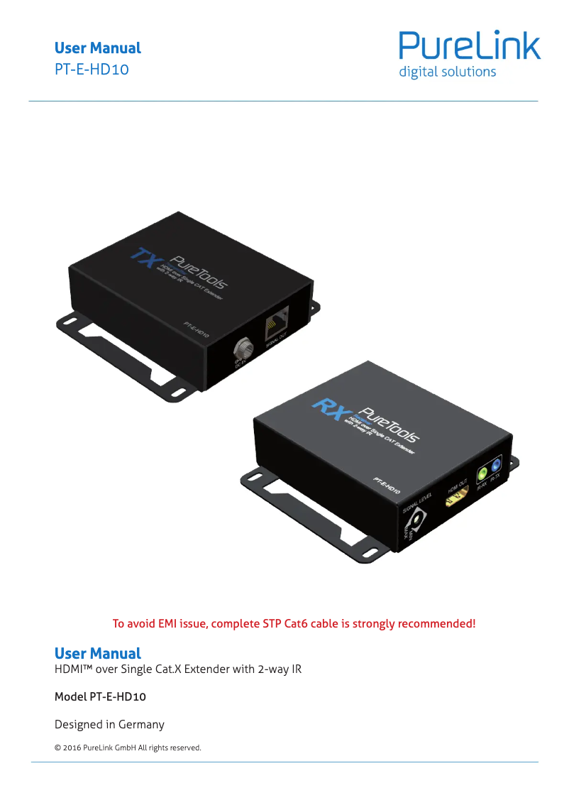 Page n°1 - Manuel utilisateur PureTools PT-E-HD10