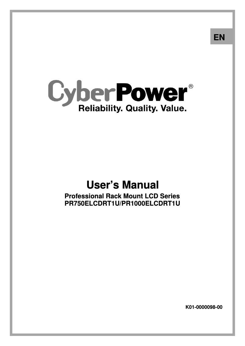 Page n°1 - Manuel utilisateur CyberPower PR1000ELCDRT1U