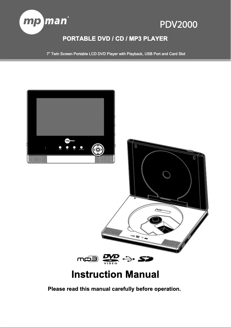 Image de la première page du manuel de l'appareil PDV2000