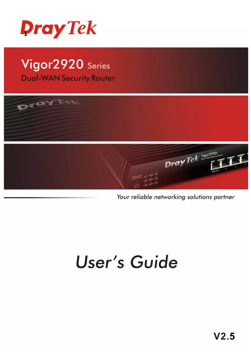 Page n°1 - Manuel utilisateur Draytek Vigor 2920n