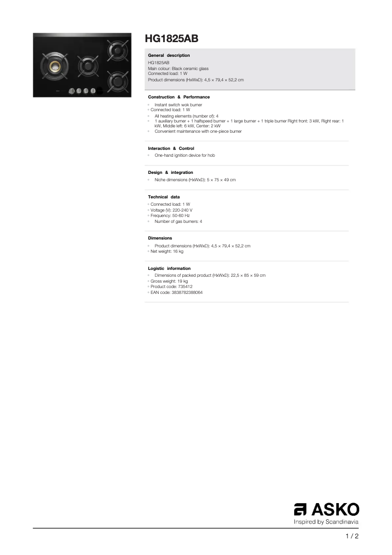 Image de la première page du manuel de l'appareil HG1825AB