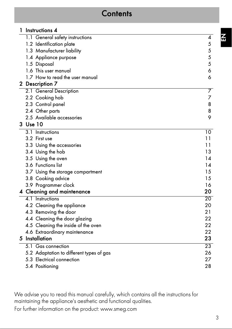 Page n°1 - Manuel utilisateur Smeg SUK81MBL8