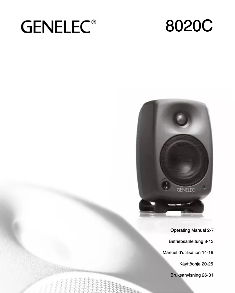 Page n°1 - Manuel utilisateur Genelec 8020CWM