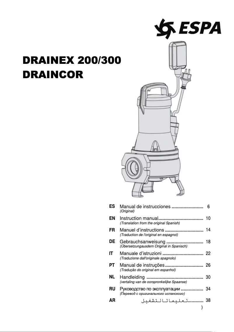 Image de la première page du manuel de l'appareil Draincor