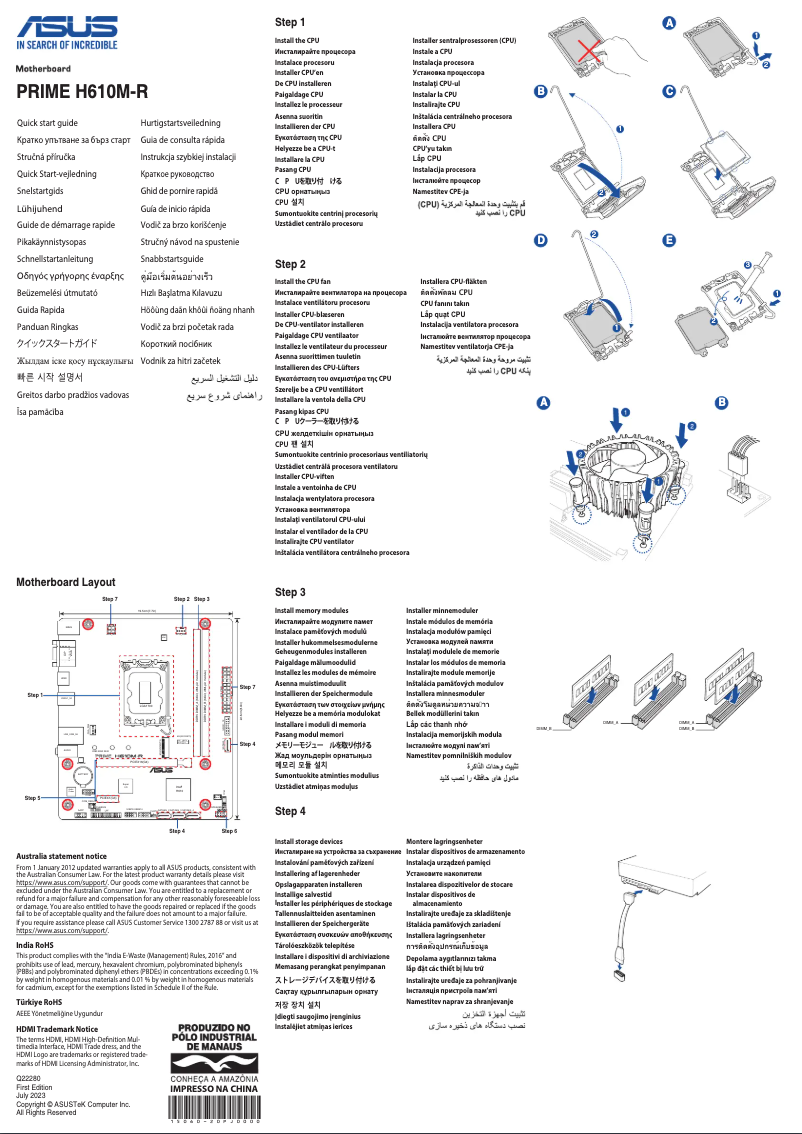 Image de la première page du manuel de l'appareil PRIME H610M-R