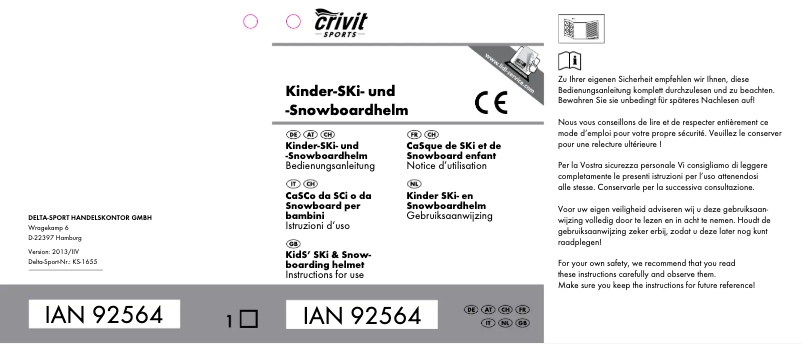 Page n°1 - Manuel utilisateur Crivit IAN 115417