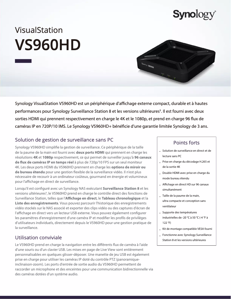 Image de la première page du manuel de l'appareil VS960HD