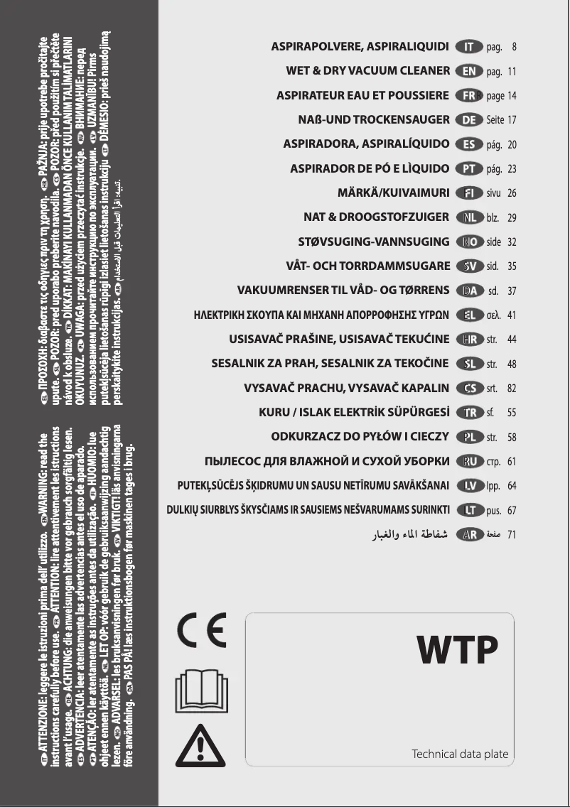 Page 1 de la notice Manuel utilisateur Lavorwash WTP 30X