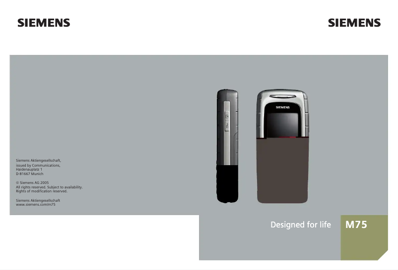 Page n°1 - Manuel utilisateur Siemens M75