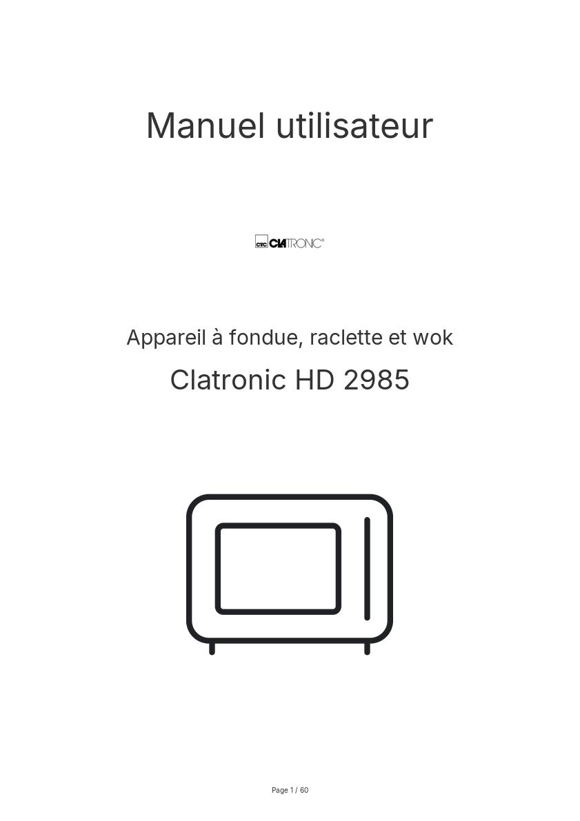 Image de la première page du manuel de l'appareil HD 2985
