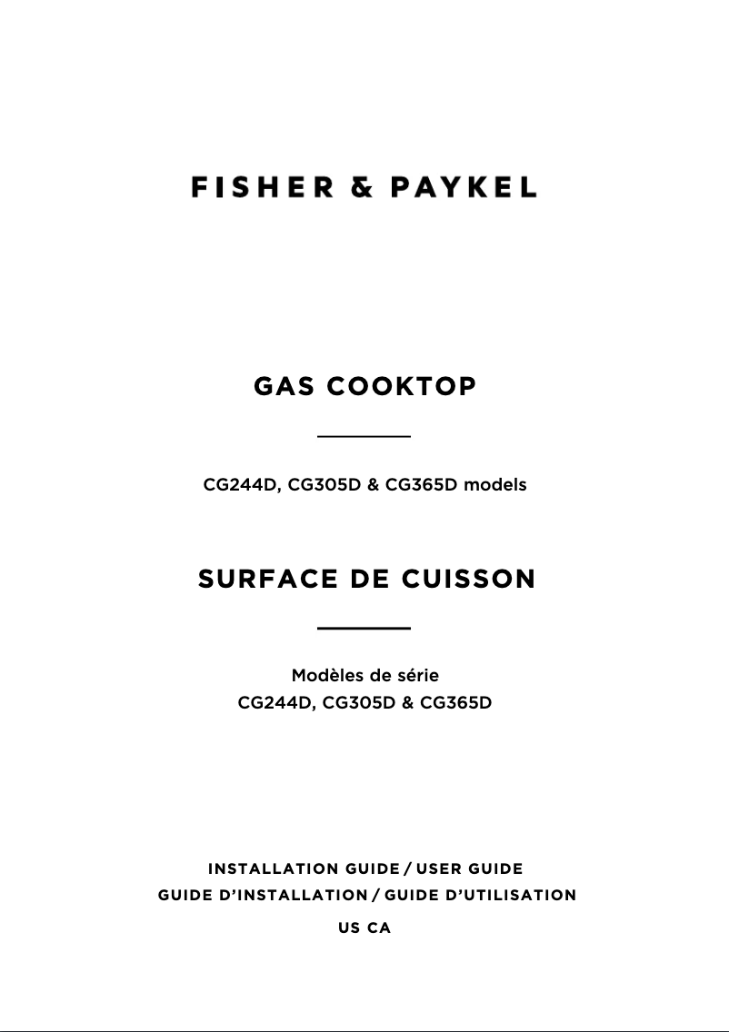 Page 1 de la notice Manuel utilisateur Fisher & Paykel CG305DNGX1_N