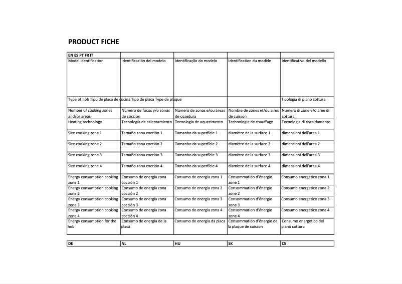 Page 1 de la notice Label énergétique CATA IB 6303 BK