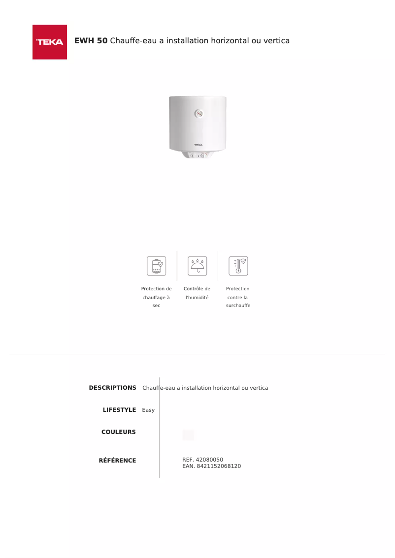 Página 1 del manual Manual de usuario Teka EWH 50