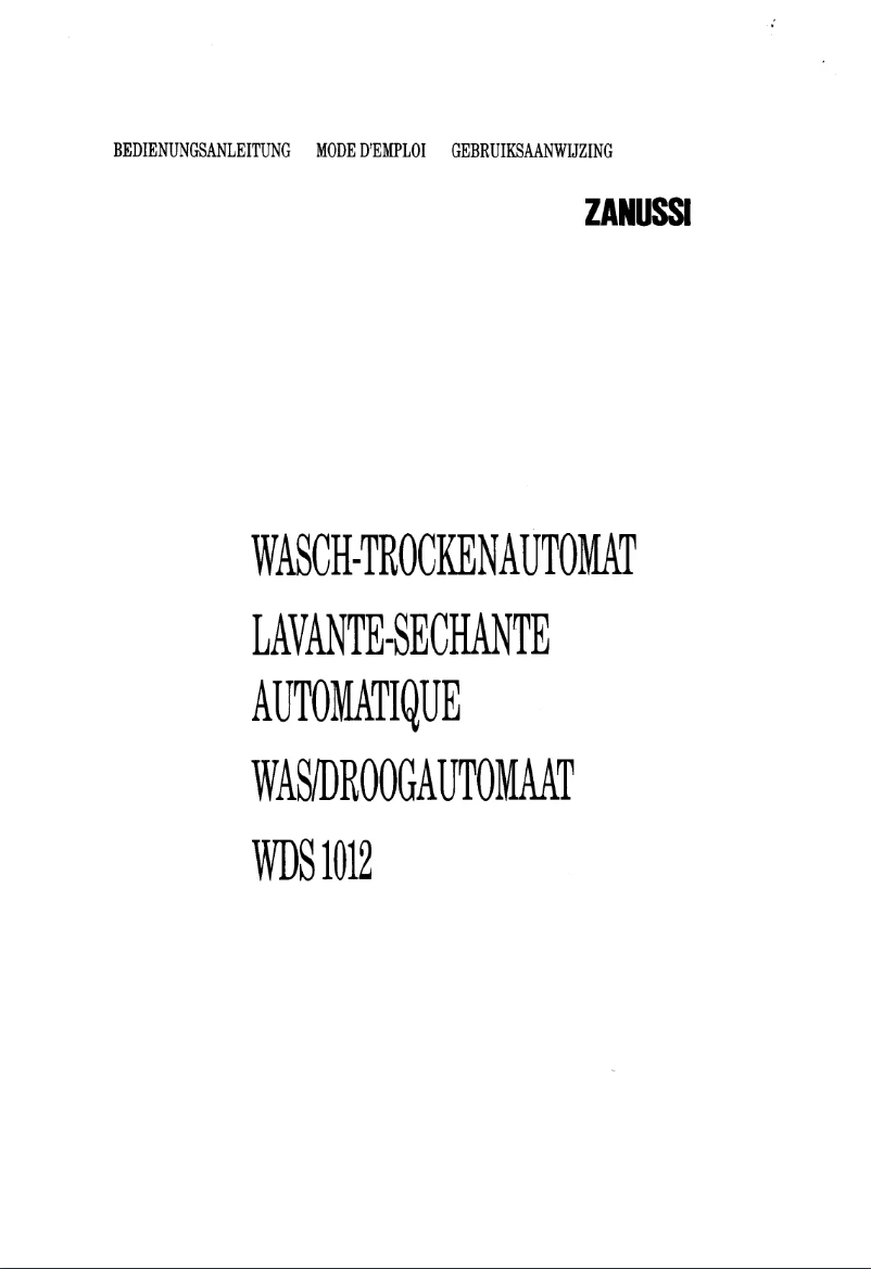 Page 1 de la notice Manuel utilisateur Zanussi WDS 1012