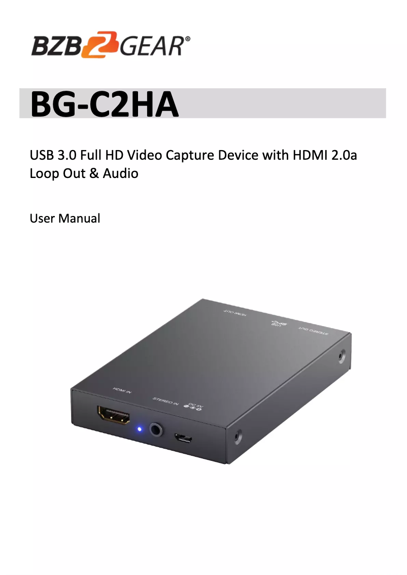 Page n°1 - Manuel utilisateur BZBGear C2HA