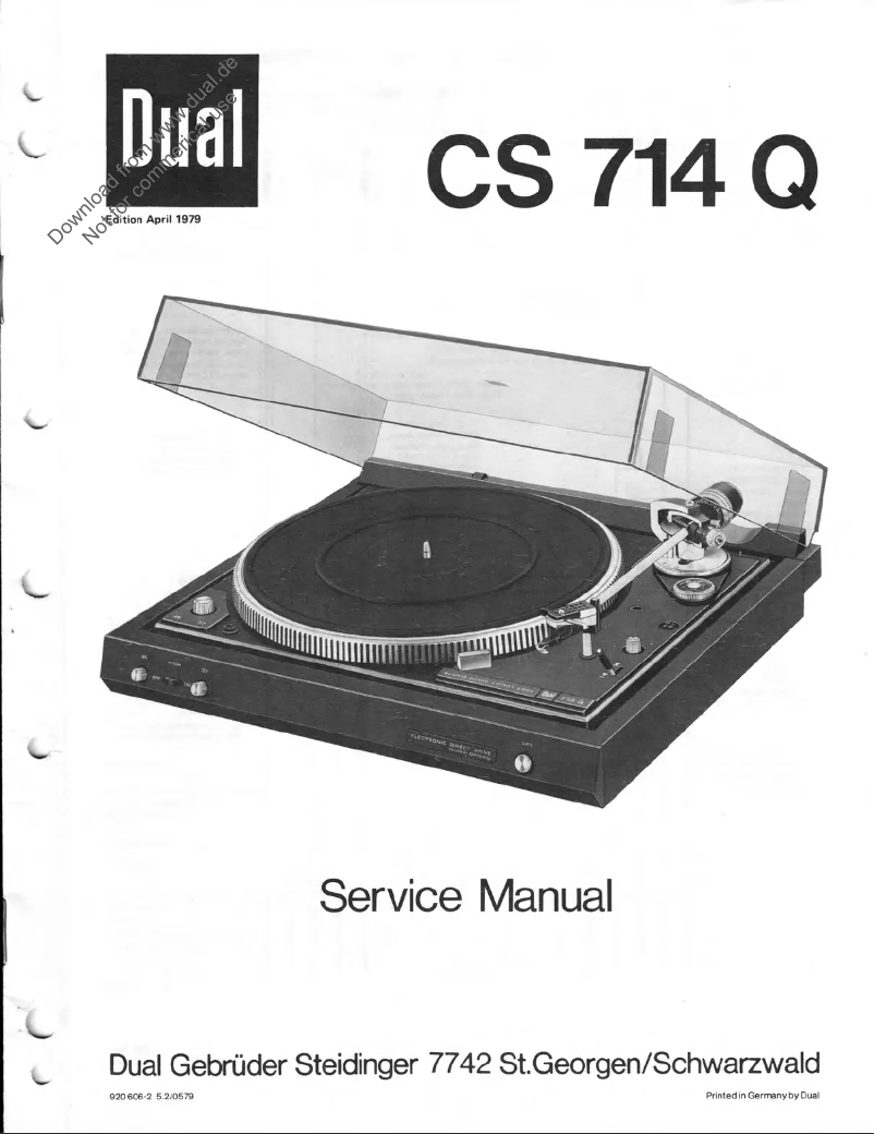 Page n°1 - Manuel utilisateur Dual CS714Q