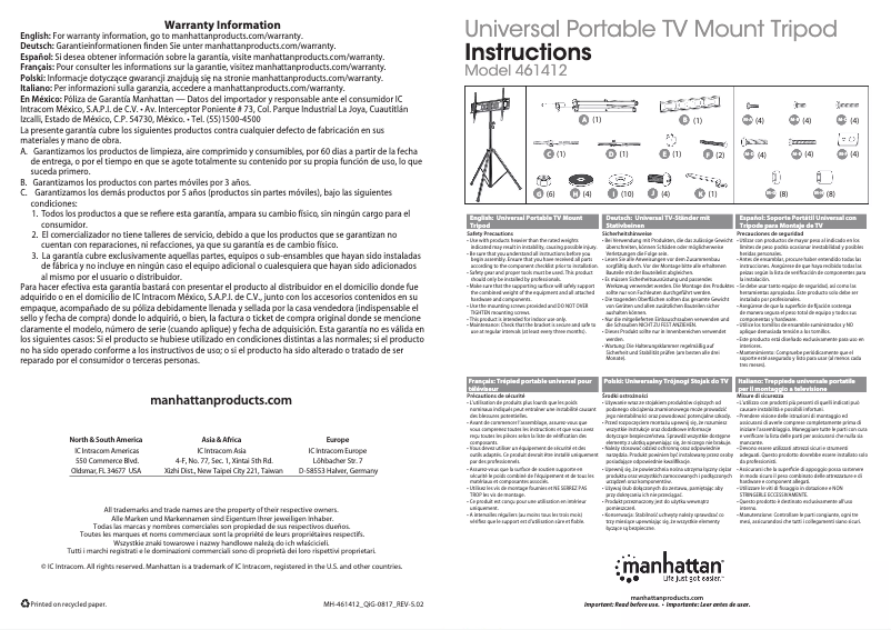 Page 1 de la notice Manuel utilisateur Manhattan 461412