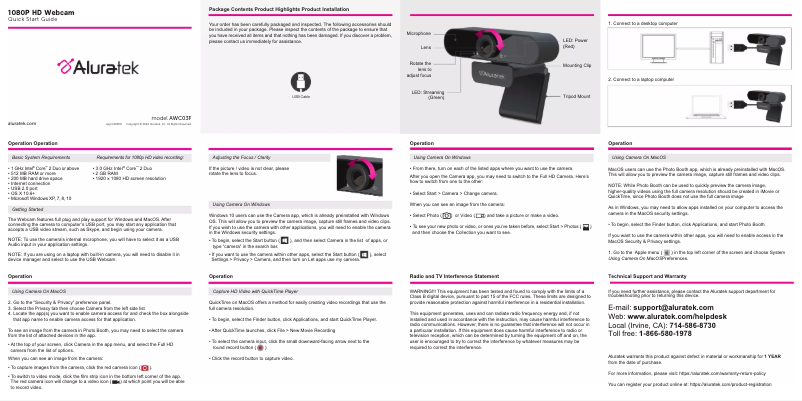 Image de la première page du manuel de l'appareil AWC03F