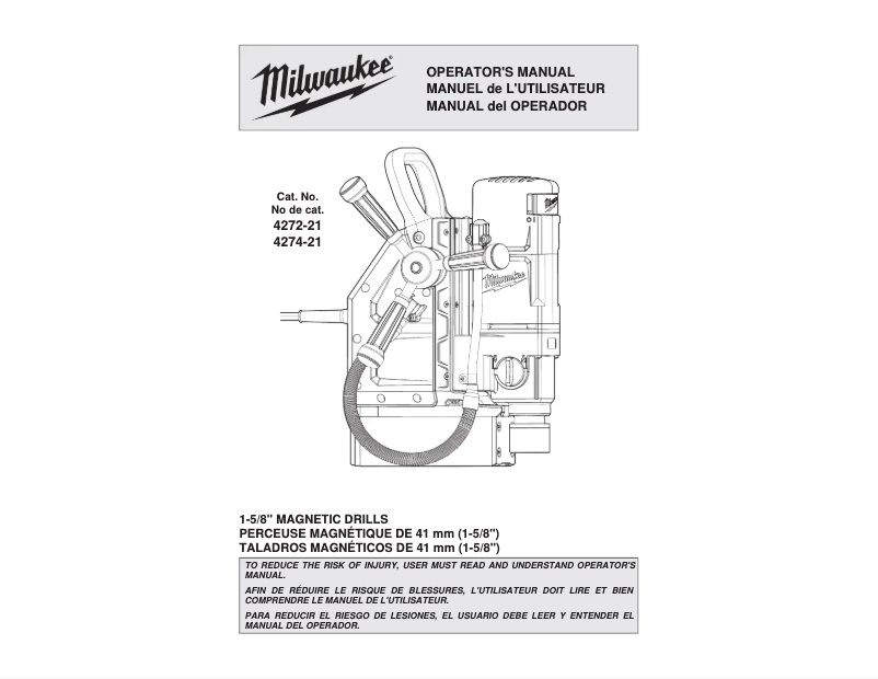 Page 1 de la notice Manuel utilisateur Milwaukee 4274-21