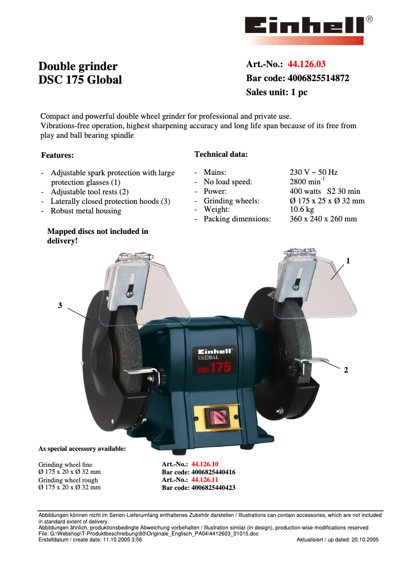 Image de la première page du manuel de l'appareil DSC 175-m