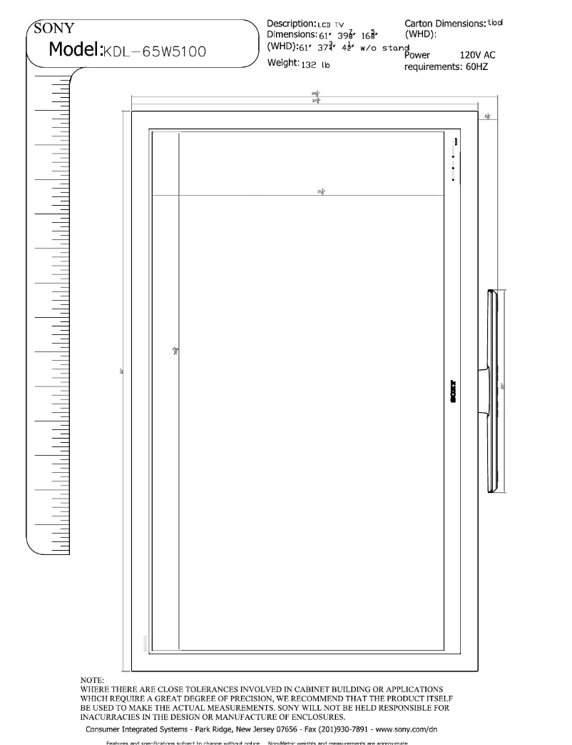 Page 1 de la notice Guide d'installation Sony Bravia KDL-65W5100