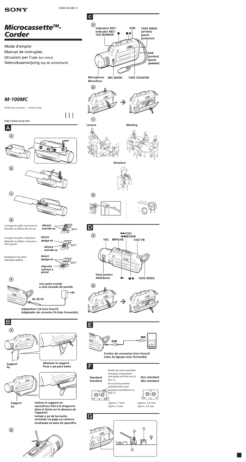 Page n°1 - Manuel utilisateur Sony M-100MC