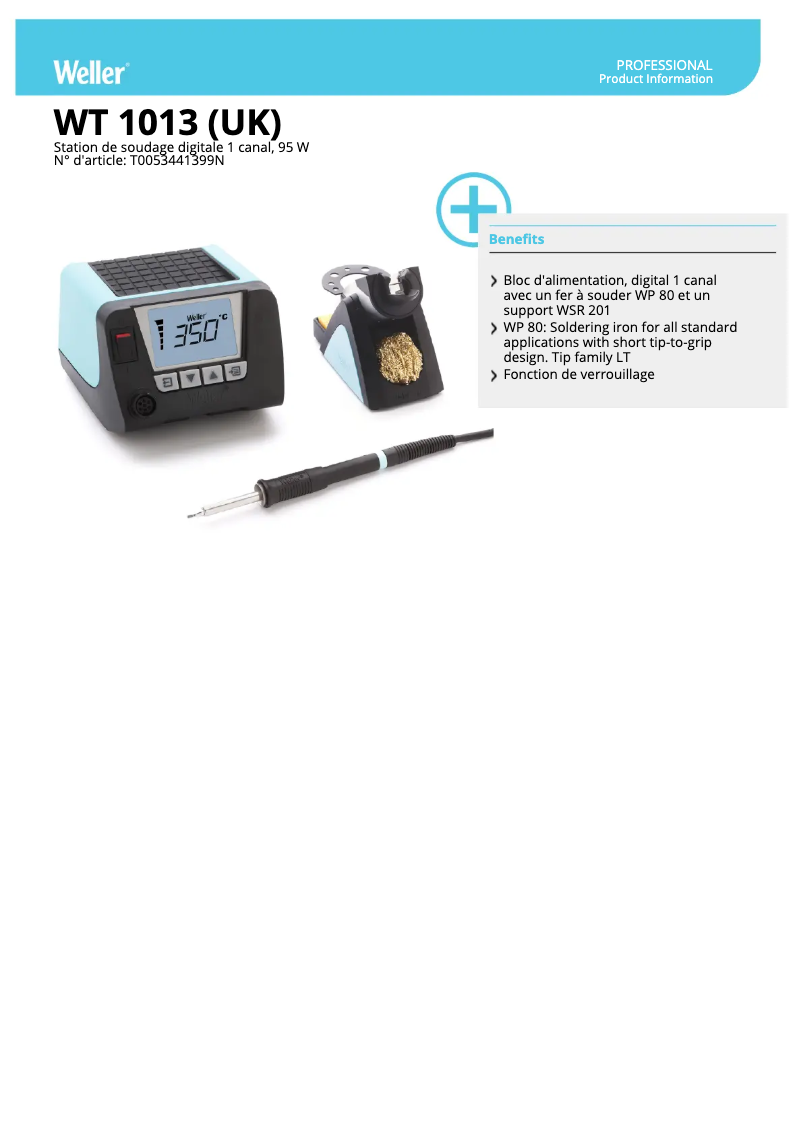 Page n°1 - Fiche technique Weller WT 1013