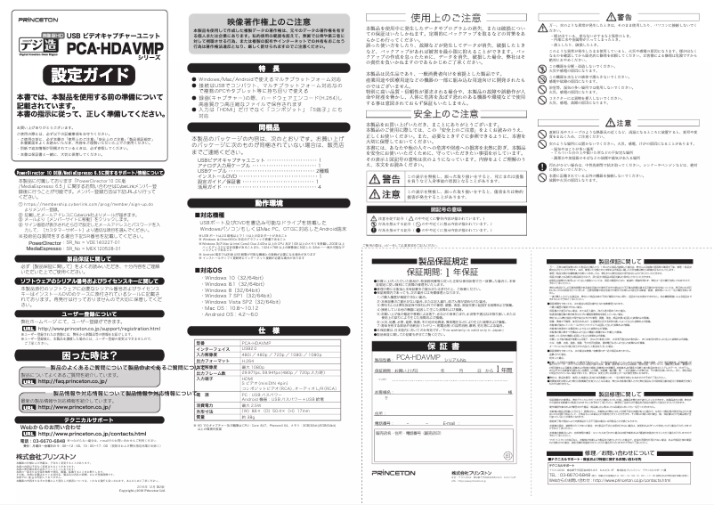 Page n°1 - Manuel utilisateur Princeton PCA-HDAVMP