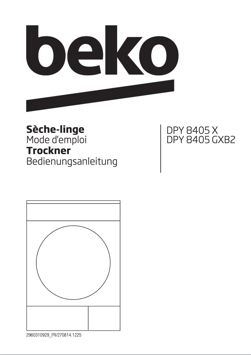 Page 1 de la notice Manuel utilisateur Beko DPY 8405 X