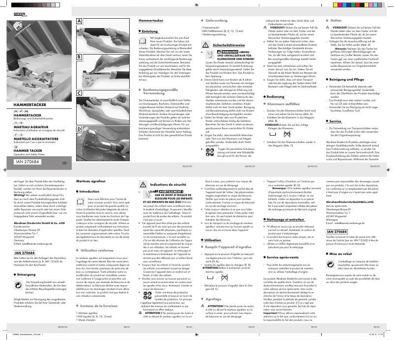 Page 1 de la notice Manuel utilisateur Powerfix IAN 270684