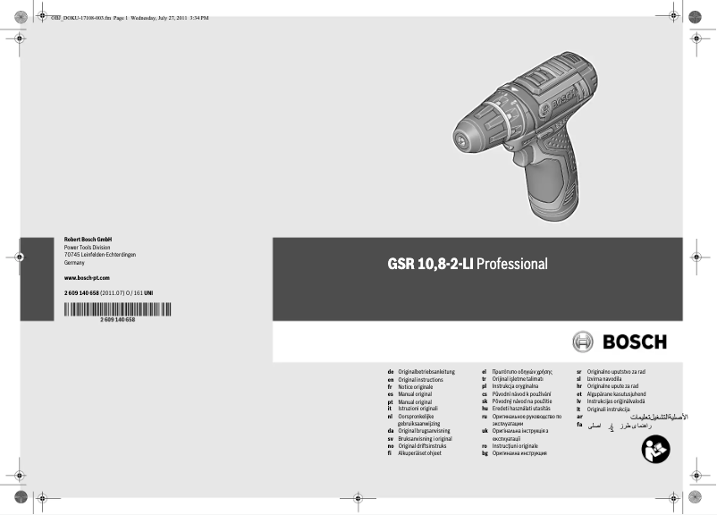 Page n°1 - Manuel utilisateur Bosch Blauw Bosch GSR 10,8-LI