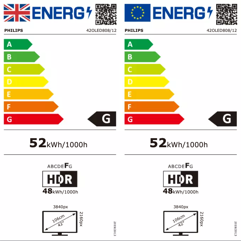 Page n°1 - Label énergétique Philips 42OLED808