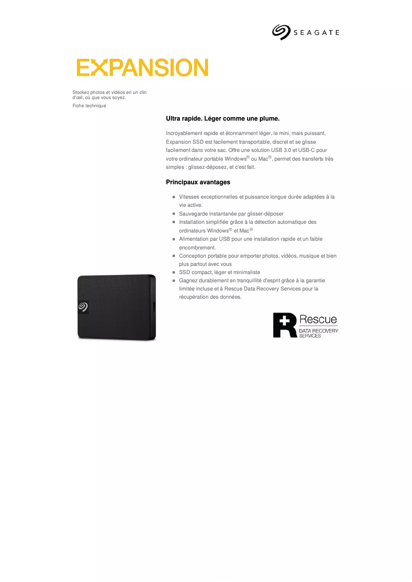 Page n°1 - Fiche technique Seagate Expansion SSD