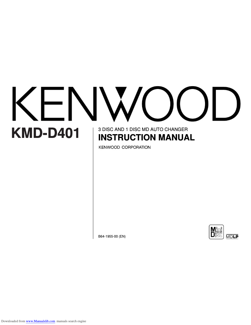 Page n°1 - Manuel utilisateur Kenwood KMD-D401