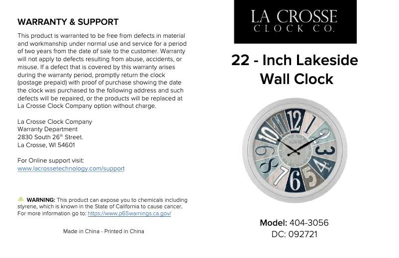 Page 1 de la notice Manuel utilisateur La Crosse Technology 404-3056