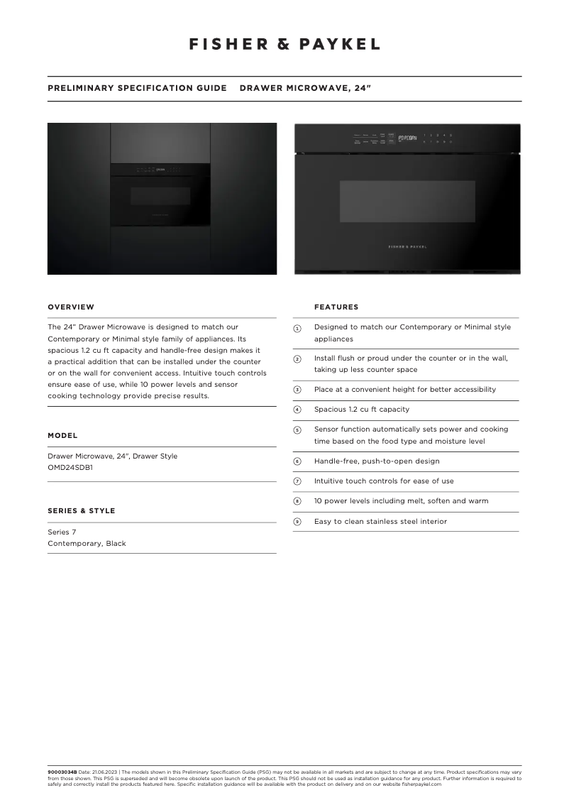 Image de la première page du manuel de l'appareil OMD24SDB1