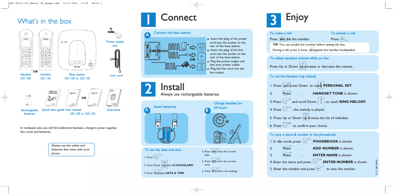 Página 1 del manual Guía de inicio rápido Philips CD1352S