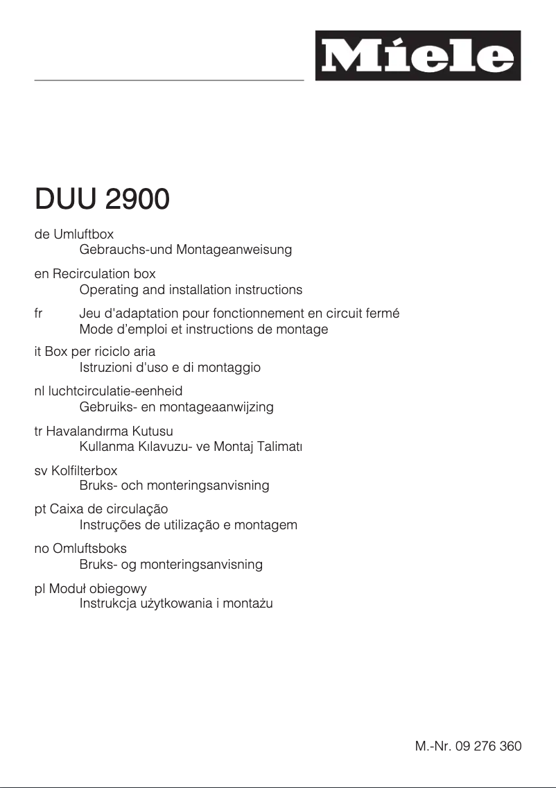 Página 1 del manual Manual de instrucciones Miele DUU 2900