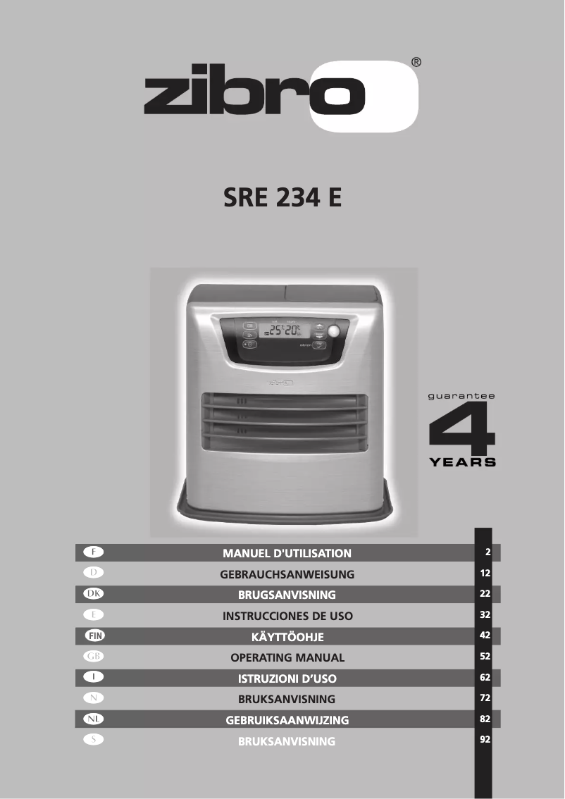 Page n°1 - Manuel utilisateur Zibro Kamin SRE 234 E